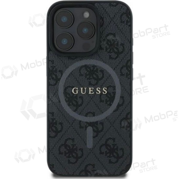 Apple iPhone 16 Pro hoesje - Guess PU Leather 4G Colored Ring MagSafe (zwart)