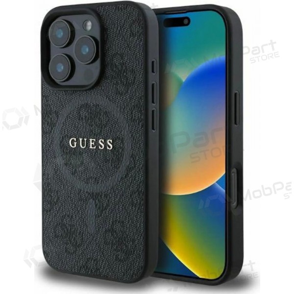 Apple iPhone 16 Pro hoesje - Guess PU Leather 4G Colored Ring MagSafe (zwart)