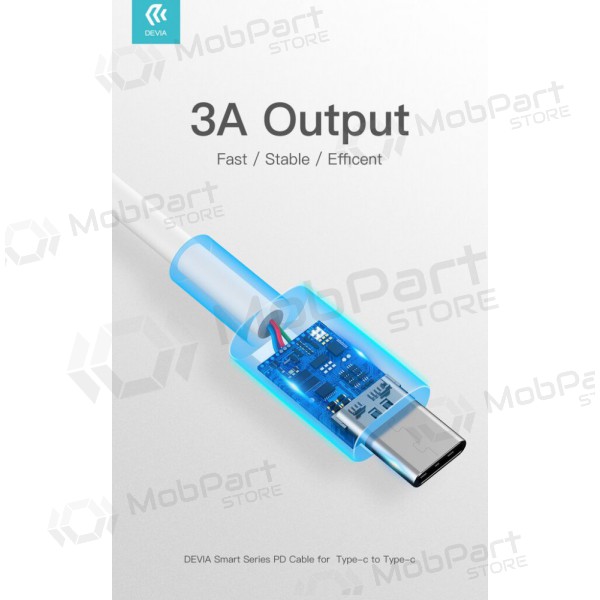 USB-kabel Devia Smart PD Type-C - Type-C 20V 3.0A 60W (wit)