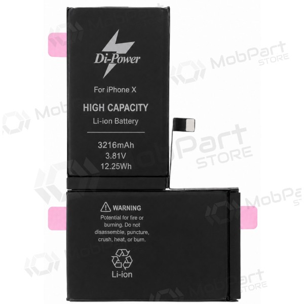 Apple iPhone X batterij, accu Di-Power 3216 mAh (verhoogde capaciteit)