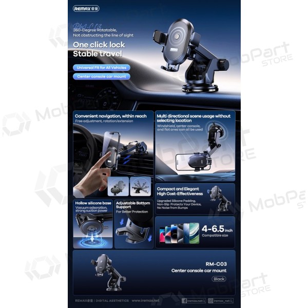 Autotelefoonhouder Remax RM-C03 op het dashboard
