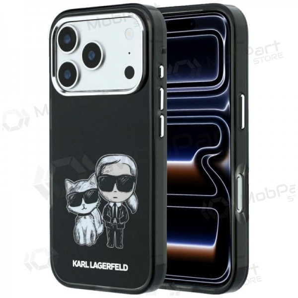 Apple iPhone 18 Pro hoesje -Karl Lagerfeld PU Semi Wrap Smooth Sketch Bodies MagSafe- (zwart)