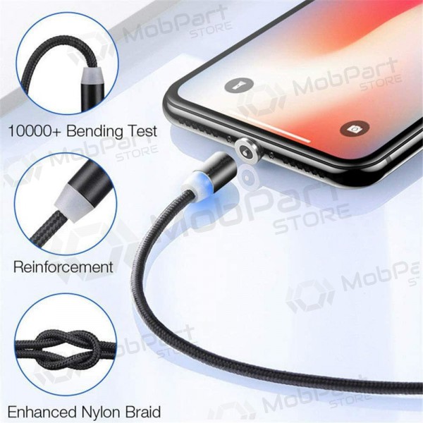 USB kabel Magnetic microUSB 1.0m (zwart)