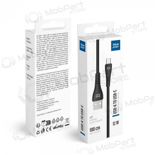 Lightning-kabel Blue Star PJ-DG4-A USB-A naar Lightning 1 m zwart