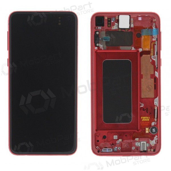 Samsung G970F Galaxy S10e scherm (Cardinal Red) (met een frame) (gebruikt grade A, origineel)