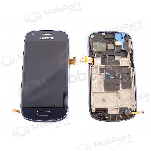 Samsung I8190 Galaxy S3 mini scherm (blauw) (met een frame) (gebruikt grade A, origineel)