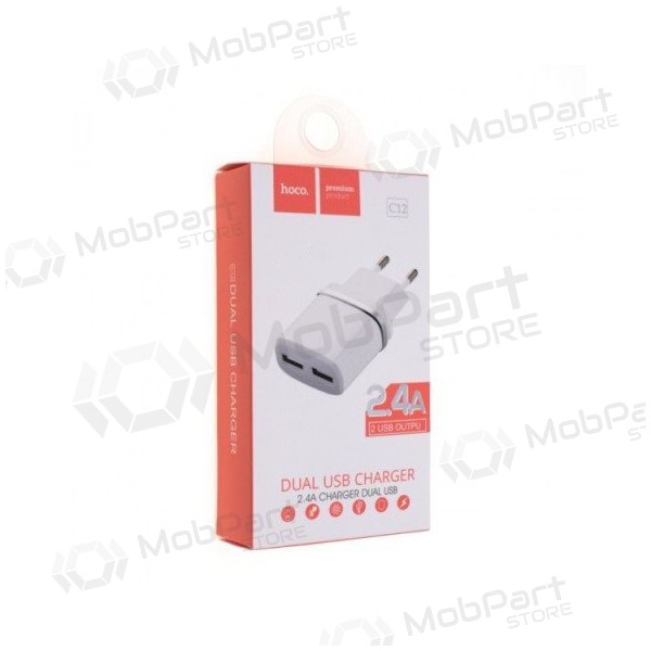 Lader HOCO C12 Smart Dual USB (5V 2.4A) (wit)