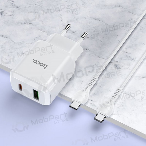 Lader Hoco N5 USB Quick Charge 3.0 + PD 20W (3.1A) + Type-C-Type-C (wit)
