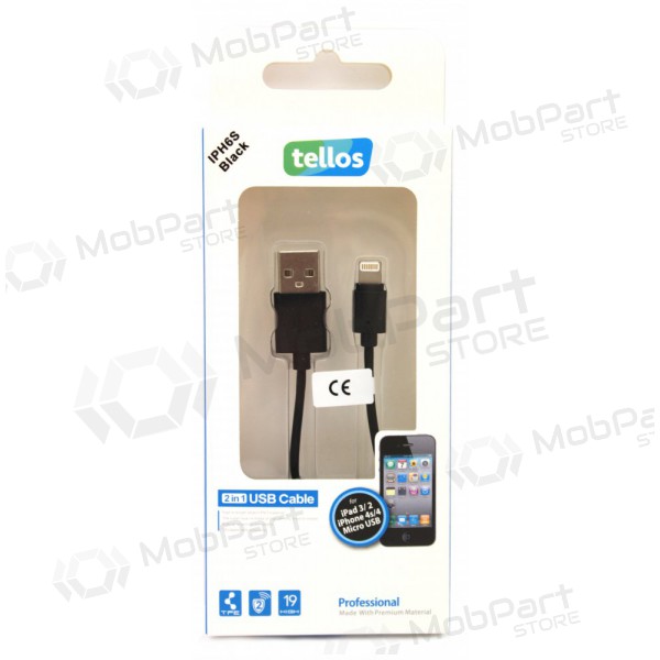 USB kabel Tellos Professional Lightning (zwart) 1.0m