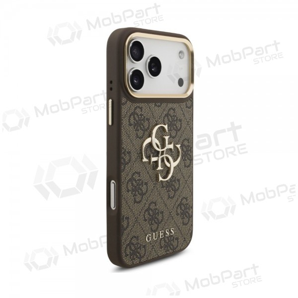 Apple iPhone 18 Pro Max hoesje - Guess PU Leather 4G Metal Logo Gold Frame (bruin)