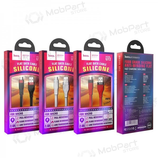 HOCO U72 USB-kabel Lightning 1.2m siliconen wit
