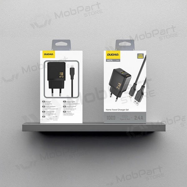 Telefoonoplader Dudao A23L 12 W USB-A met USB-A naar Lightning kabel 1 m zwart