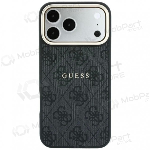 Apple iPhone 18 Pro Max hoesje - Guess PU Leather 4G Gold Frame Embossed MagSafe (zwart)
