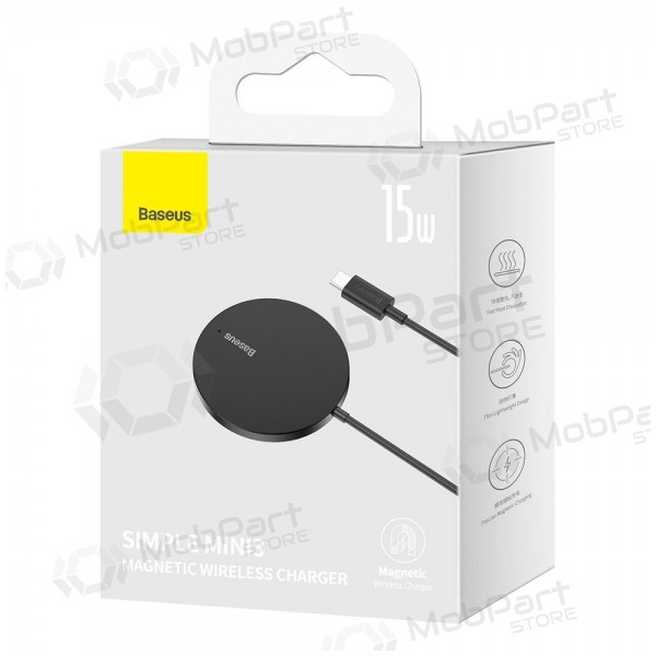 MagSafe draadloze oplader Baseus Simple Mini 3 15 W zwart