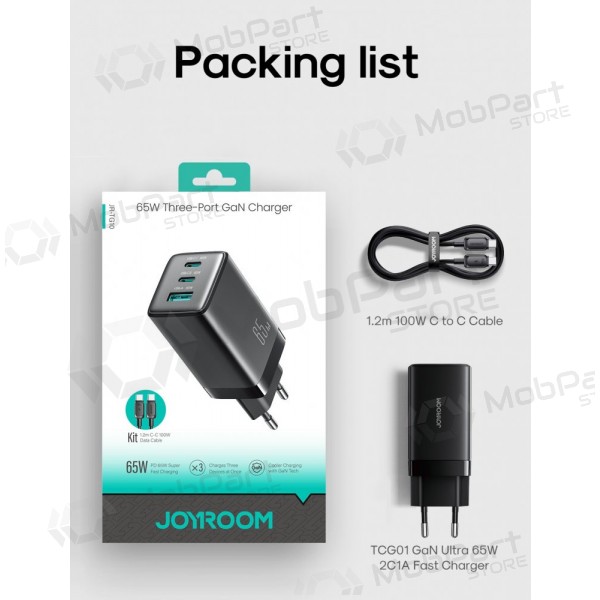 Telefoonoplader Hoco N66 35 W GaN USB-C + USB-A met Lightning-kabel 1 m wit