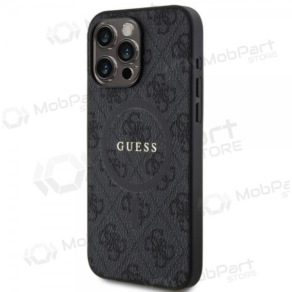 Apple iPhone 15 Pro Max hoesje - Guess PU Leather 4G Colored Ring MagSafe (zwart)