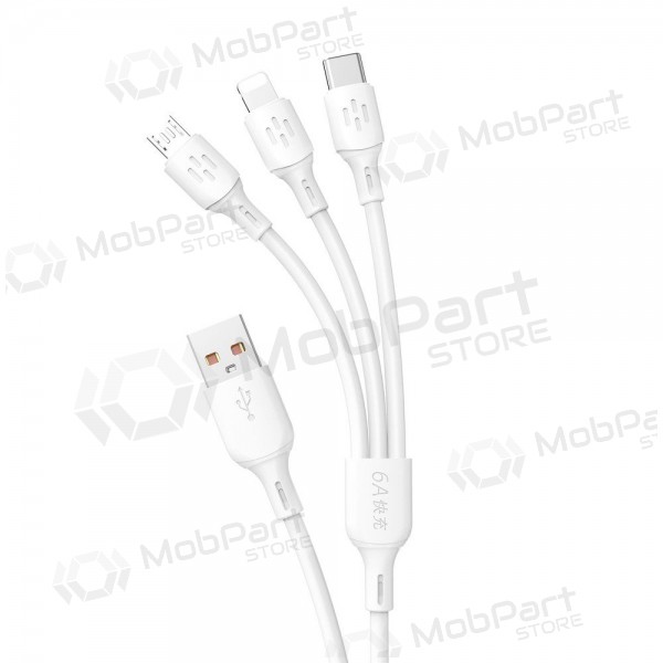 USB-kabel Dudao L8A-3in1 USB-A naar USB-C / Micro USB / Lightning 1.2 m 6A