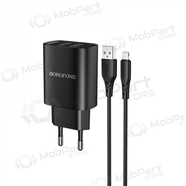 Lader Borofone BN2 2xUSB 2.1A + Lightning (zwart)