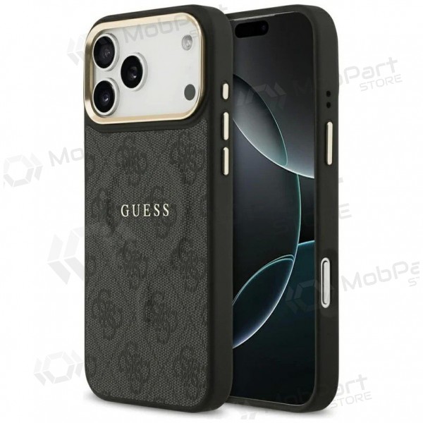 Apple iPhone 17 Pro hoesje - Guess PU Leather 4G Gold Frame MagSafe (zwart)