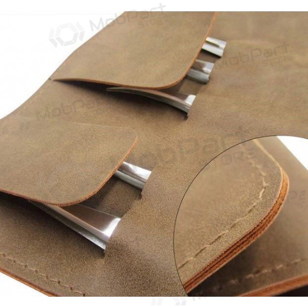 Metalen pincettenset JSY met leren hoesje (5 stuks).