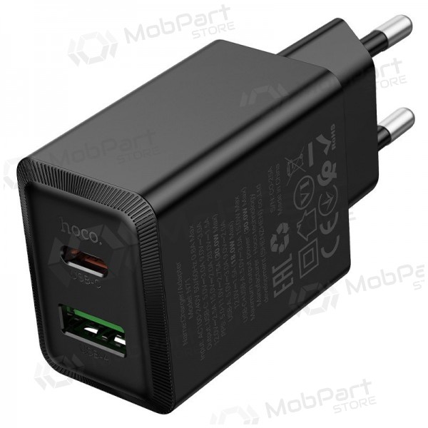 Telefoonoplader Hoco N71 30 W GaN USB-C + USB-A zwart