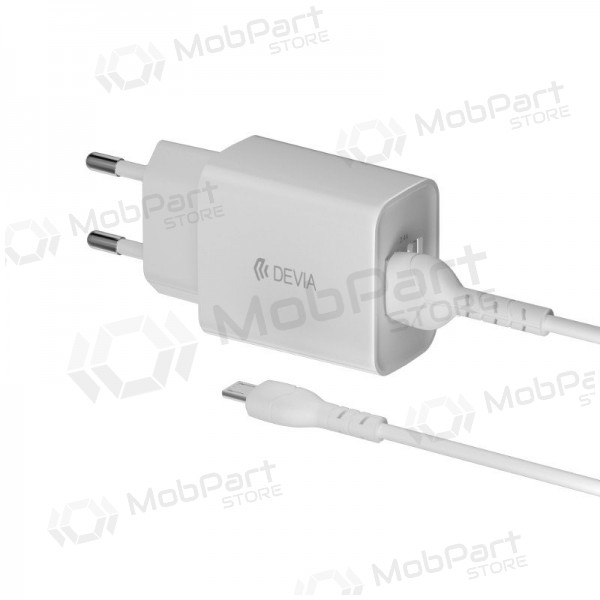 Lader Devia Smart x 2 USB (2.4A) + MicroUSB, (wit)