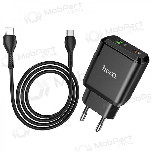 Lader Hoco N5 USB Quick Charge 3.0 + PD 20W (3.1A) + Type-C-Type-C (zwart)