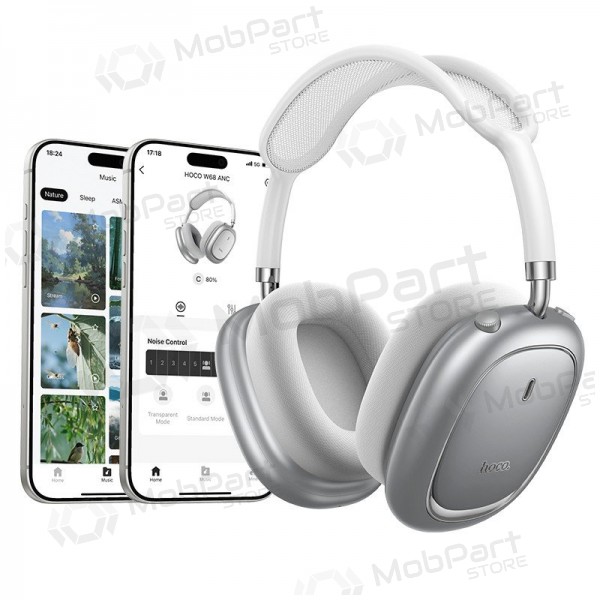 Draadloze hoofdtelefoon met microfoon Hoco W68 ANC Bluetooth zwart