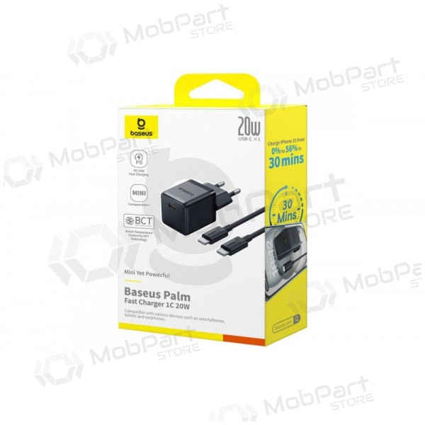 Lader Baseus Palm 20W USB-C + USB-C to USB-C cable 1.0m zwart P10111602113-01