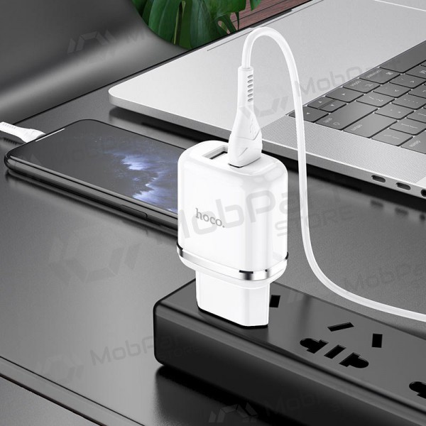 Lader Hoco N4 X 2 USB  jungtimis + Lightning (2.4A) (wit)