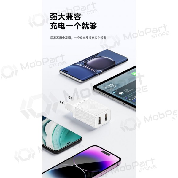 Lader Awei C15T-EU 2xUSB-A 10W + USB to USB-C cable wit