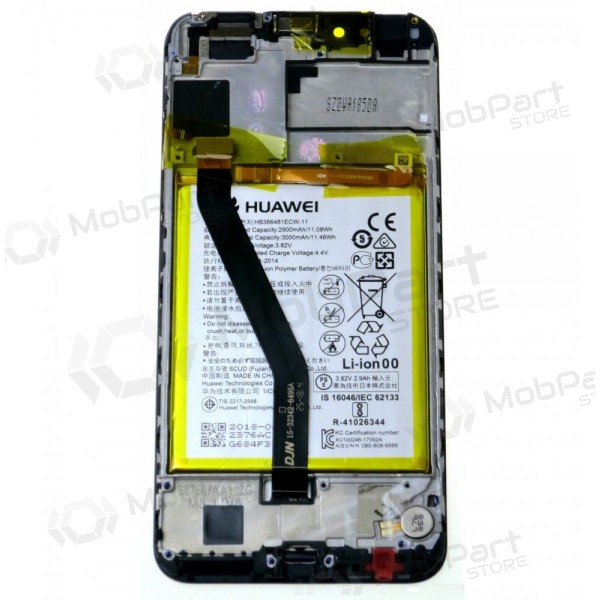 Huawei Y6 2018 / Y6 Prime 2018 scherm (zwart) (met frame en batterij) (service pack) (origineel)