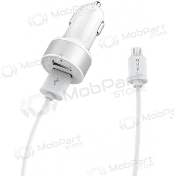 Lader automobilinis Devia Smart x 2 USB (2.4A) + microUSB (wit)