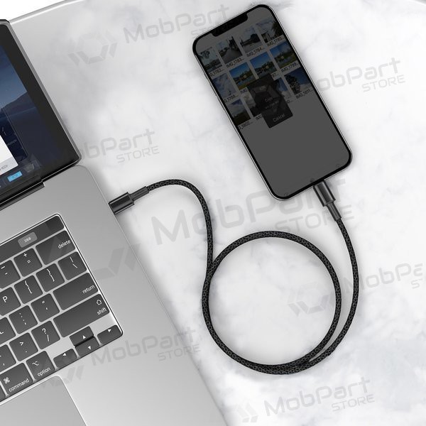 USB kabel Baseus High Density Braided Fast Data PD 20W Type-C - Lightning 1.0m (zwart) CATLGD-01