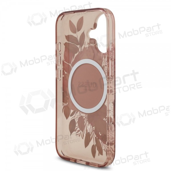 Apple iPhone 17 hoesje - Guess IML Flowers Strap MagSafe (roze)