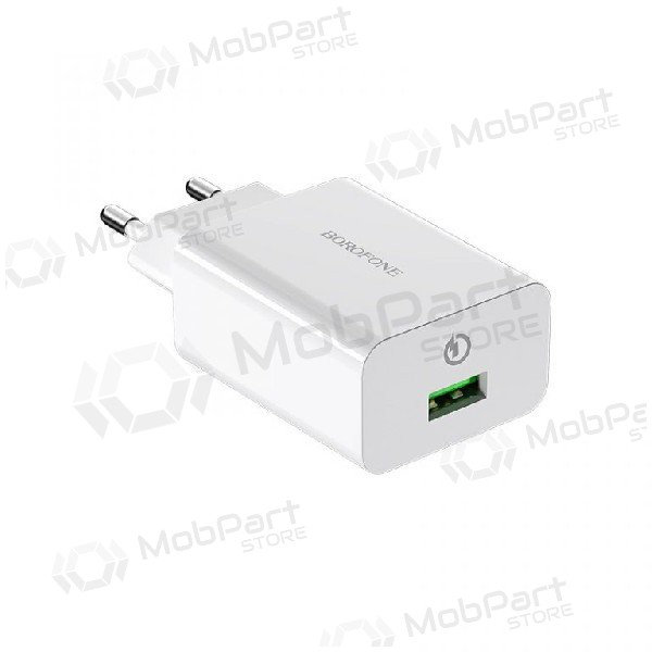 Lader BOROFONE BA21A Long journey QC3.0 USB 18W (3.6V-6.5V/3A, 6.6V-9V/2A, 9.1V-12V/1.5A) (wit)