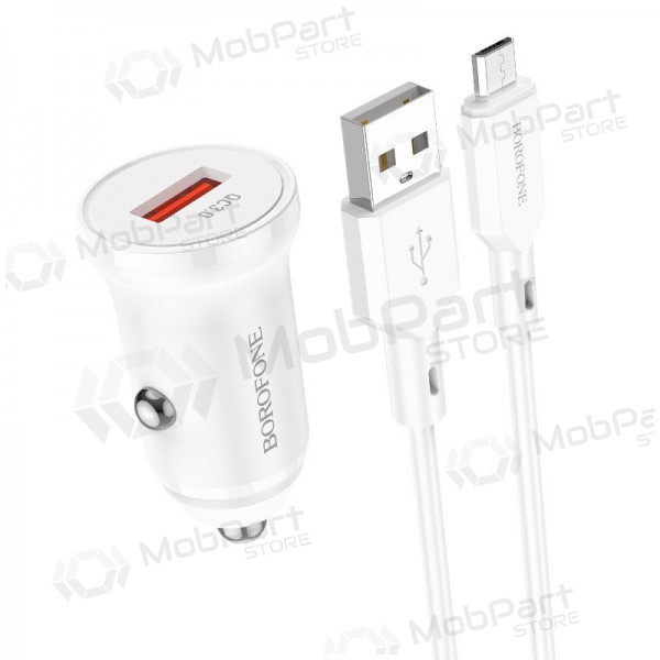 Lader automobilinis Borofone BZ18 Quick Charge 3.0 18W + MicroUSB (wit)