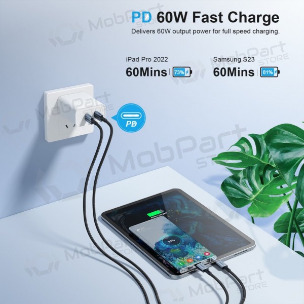 USB kabel Choetech XCC-1015 USB-C to USB-C PD60W 2.0m zwart