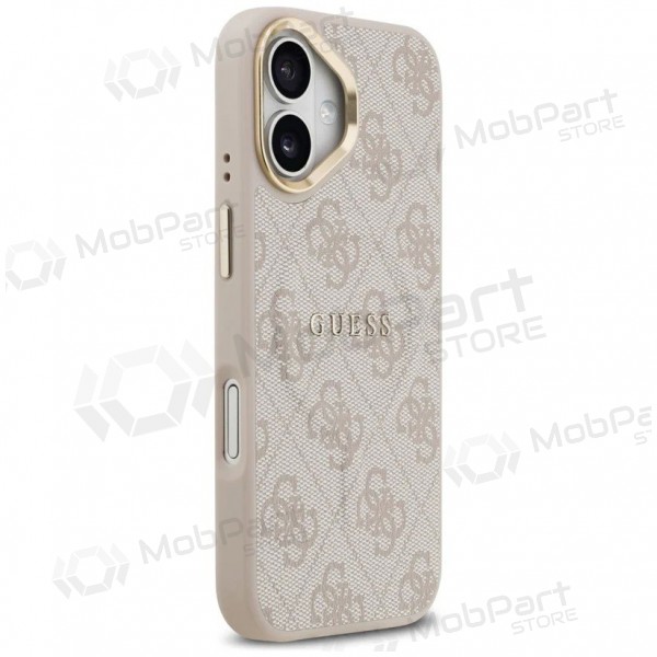 Apple iPhone 17 hoesje - Guess PU Leather 4G Gold Frame MagSafe (roze)