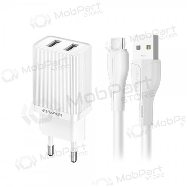 Lader Awei C15T-EU 2xUSB-A 10W + USB to USB-C cable wit