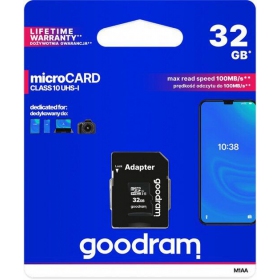 Geheugenkaart GOODRAM MicroSD 32GB (class10 UHS-I) + SD-adapter