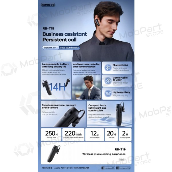 Draadloze handsfree Remax RB-T19 zwart