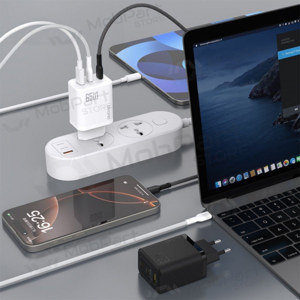 Telefoonoplader Dudao A28PC 45 W GaN 2x USB-C met USB-C kabel 1 m zwart