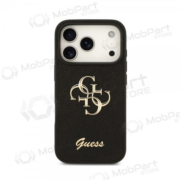 Apple iPhone 18 Pro Max hoesje - Guess PU Fixed Glitter 4G Metal Logo (zwart)