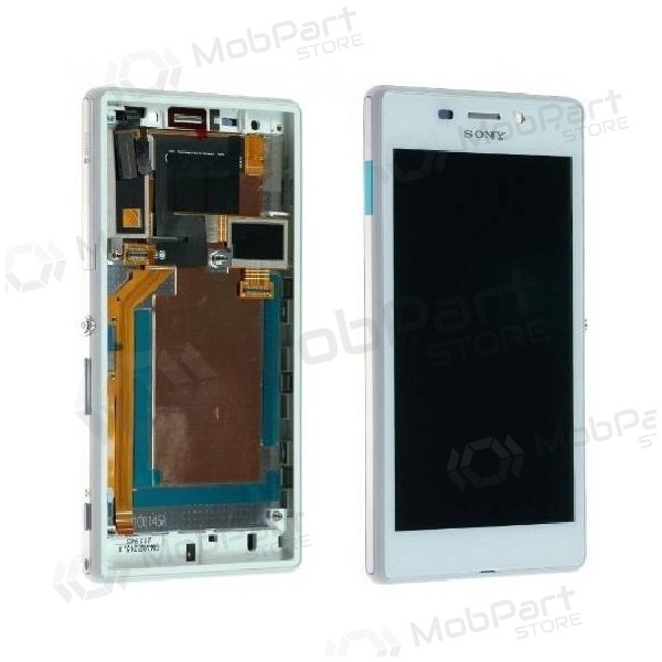 Sony Xperia M2 D2303 / M2 D2305 / M2 Aqua D2403 scherm (wit) (met een frame) (service pack) (origineel)