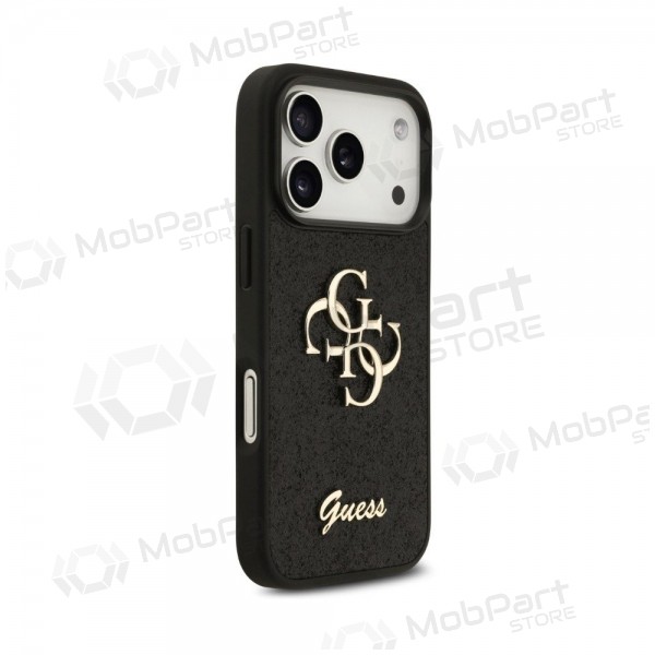 Apple iPhone 18 Pro Max hoesje - Guess PU Fixed Glitter 4G Metal Logo (zwart)