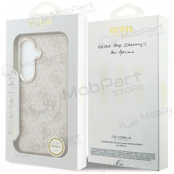 Samsung Galaxy S26 hoesje - Guess PU Leather 4G Gold Frame Magnetic (roze)