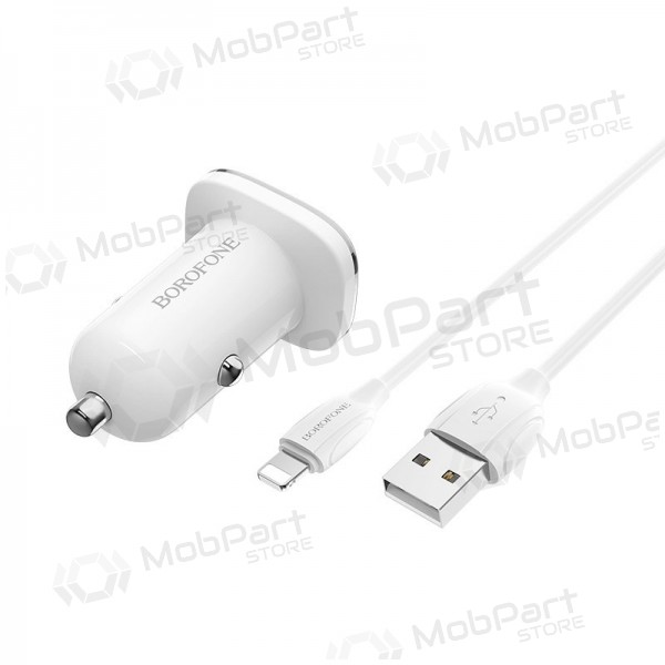 Lader automobilinis Borofone BZ12 USB + Lightning (2.4A) (wit)
