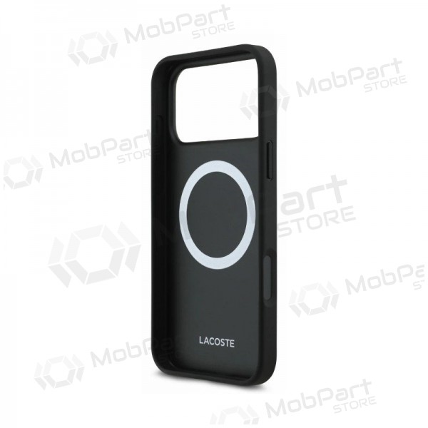 Apple iPhone 18 Pro hoesje - Lacoste PVC Petit Pique Semi Wrap Embossed MagSafe (zwart)