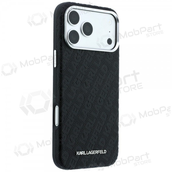 Apple iPhone 18 Pro Max hoesje - Karl Lagerfeld PU Grained Allover Semi Wrap MagSafe (zwart)